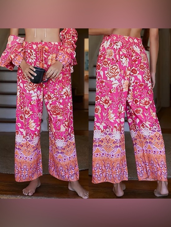 Anthropologie Other - Anthropologie Kari Boho Floral Wide-Leg Wovne Pajama Pants Small